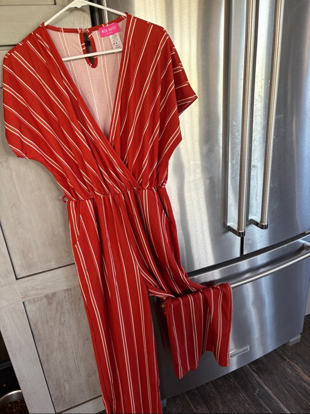 Mia Rose rust color Striped Jumpsuit size 1x